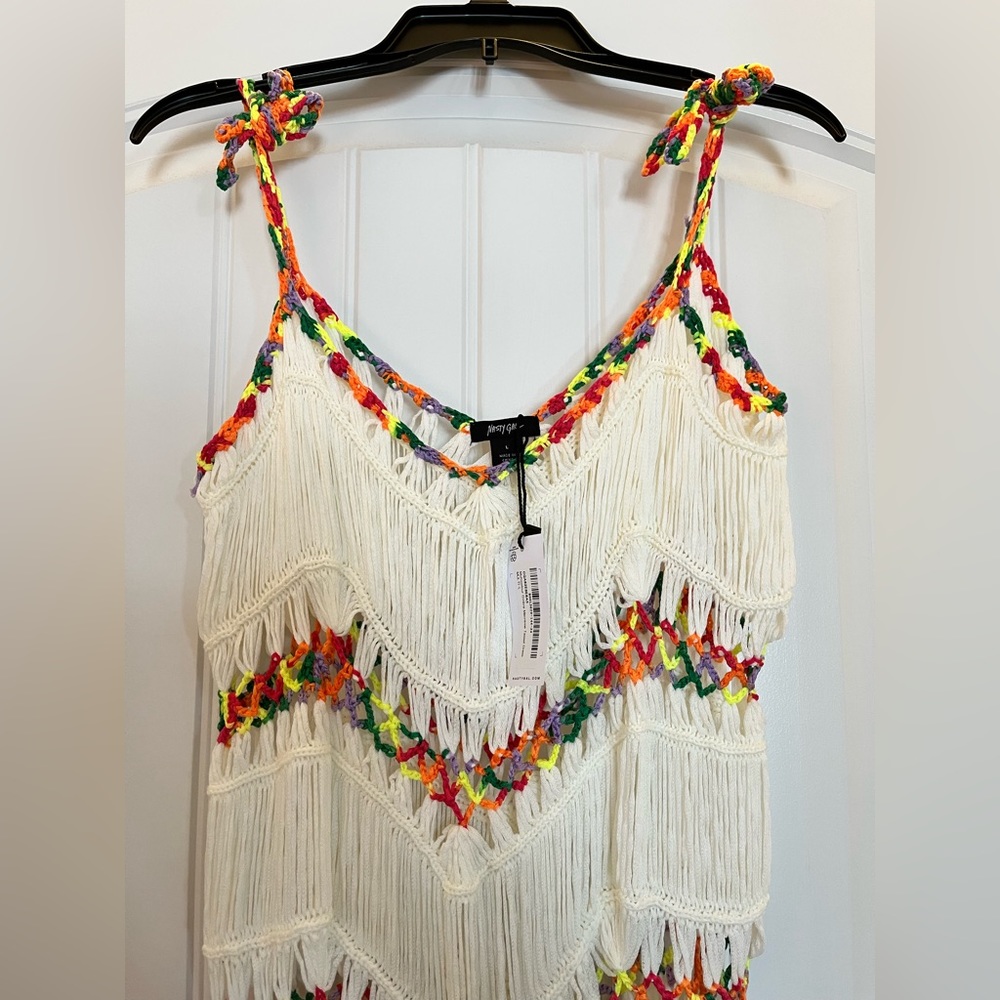Crochet multi colored swimsuit cover up